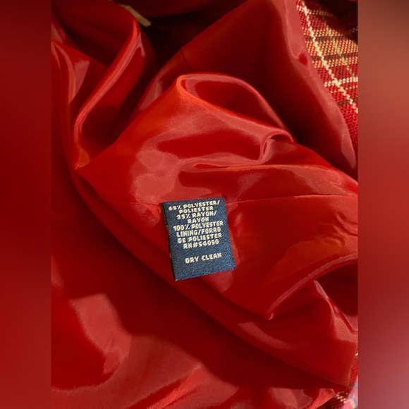 2000’s style Evan-Picone size 8 red plaid jacket, coat with belt and pockets - Picture 4 of 6